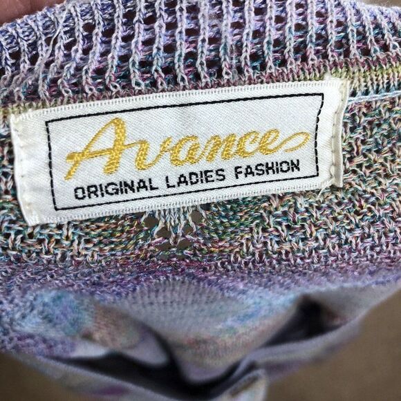 Vintage 70s Pastel Cardigan M Diamond Argyle Button Front Grandma - Picture 12 of 12